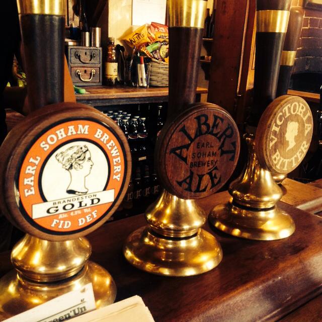 The beer pumps in the Earl Soham Victoria The beer pumps in the Earl Soham Victoria